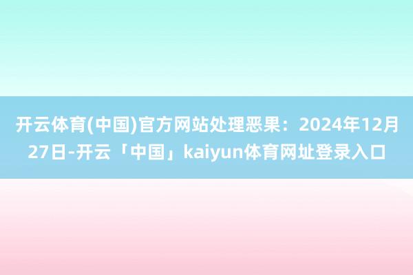 开云体育(中国)官方网站处理恶果：2024年12月27日-开云「中国」kaiyun体育网址登录入口