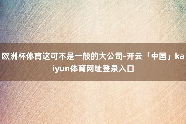 欧洲杯体育这可不是一般的大公司-开云「中国」kaiyun体育网址登录入口