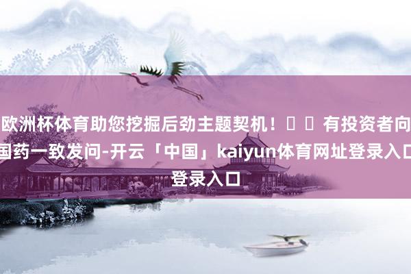 欧洲杯体育助您挖掘后劲主题契机！		有投资者向国药一致发问-开云「中国」kaiyun体育网址登录入口