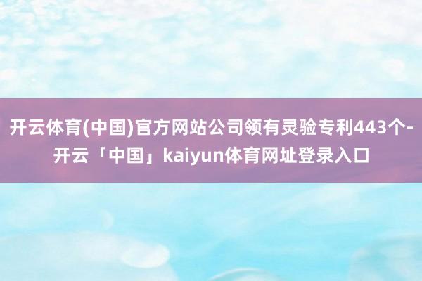 开云体育(中国)官方网站公司领有灵验专利443个-开云「中国」kaiyun体育网址登录入口